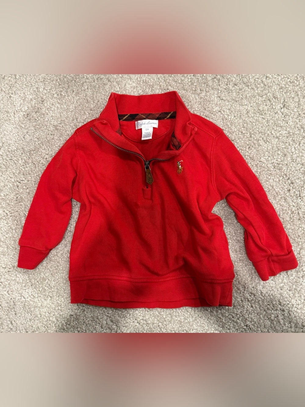 Ralph Lauren Red Half-Zip Pullover Sweatshirt for baby 12 months